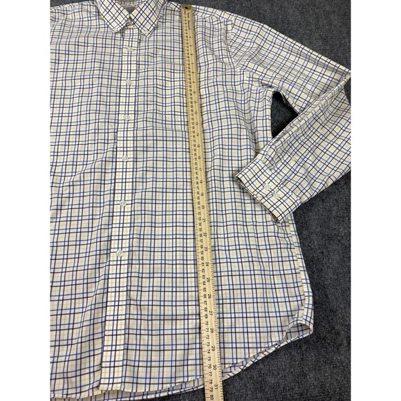 LL Bean Shirt Mens Large Blue Windowpane Plaid Button Wrinkle Resistant Outdoors - Picture 5 of 10